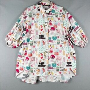 Zara Colorful Graphic Print Button-Up Tunic OVERSIZED